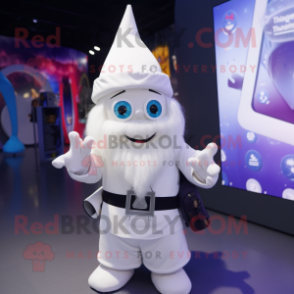 White Wizard mascot costume character dressed with a Playsuit and Backpacks
