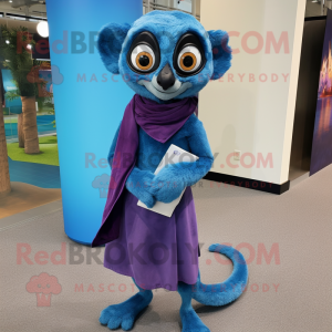 Blå Lemur maskot kostym...