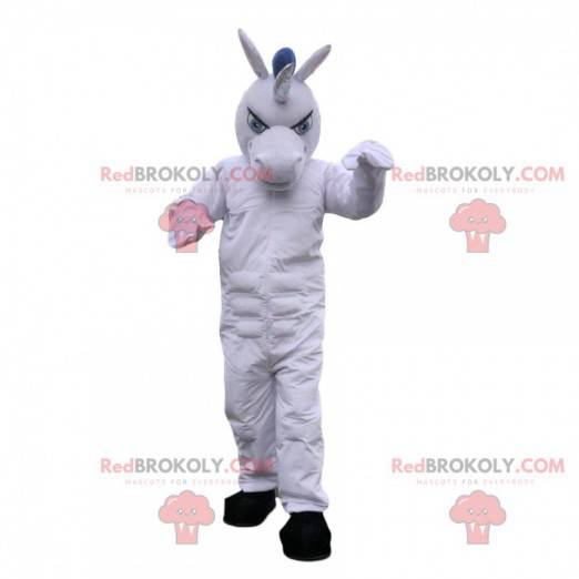 Mascota unicornio blanco, disfraz de caballo gigante -