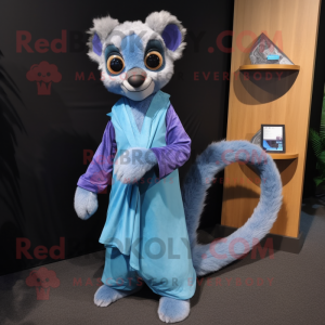 Blå Lemur maskot kostume...