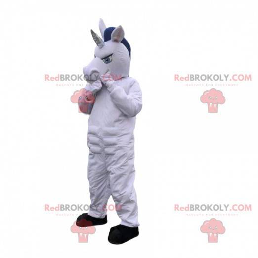 Mascotte de licorne blanche, costume de cheval géant -