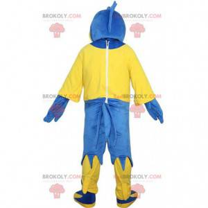 Blue and yellow eagle mascot, giant blue bird costume -