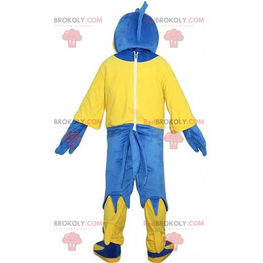 Blue and yellow eagle mascot, giant blue bird costume -