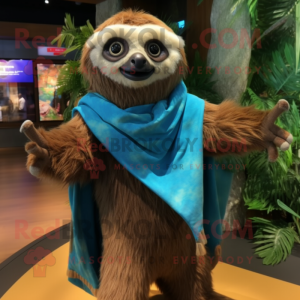 nan Sloth mascot costume character dressed with a Capri Pants and Shawl pins