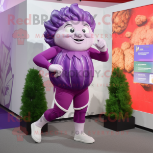 Red Cabbage mascot costume character dressed with a Capri Pants and Anklets