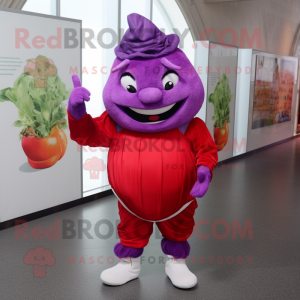 Red Cabbage mascot costume character dressed with a Capri Pants and Anklets