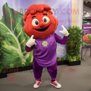 Red Cabbage mascot costume character dressed with a Capri Pants and Anklets