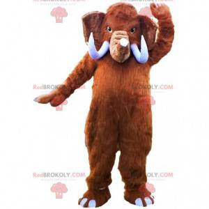 Braunes Mammutmaskottchen mit großen Stoßzähnen - Redbrokoly.com