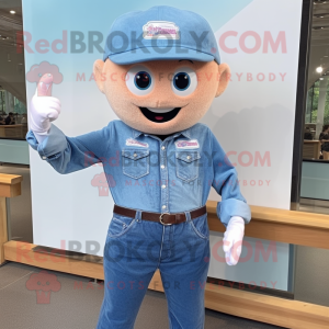 nan Ice Cream mascot costume character dressed with a Denim Shirt and Bracelets