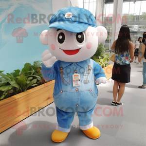 nan Ice Cream mascot costume character dressed with a Denim Shirt and Bracelets