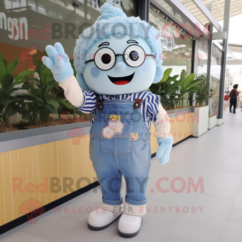 nan Ice Cream mascot costume character dressed with a Denim Shirt and Bracelets