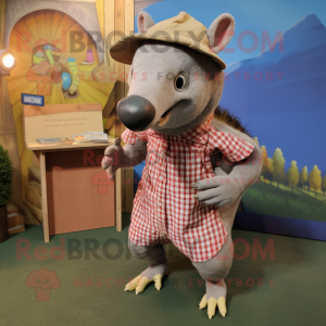 nan Armadillo mascot costume character dressed with a Oxford Shirt and Shoe clips
