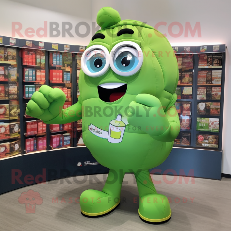 Olive Boxing Glove mascot costume character dressed with a Evening Gown and Reading glasses