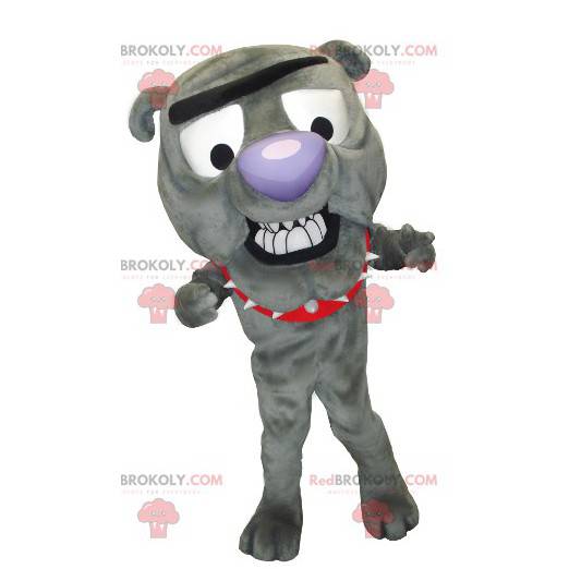 Mascote cachorro cinzento Bulldog - Redbrokoly.com