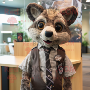 Brown Civet mascot costume character dressed with a Oxford Shirt and Ties