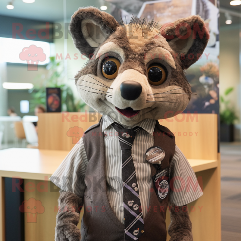 Brown Civet mascot costume character dressed with a Oxford Shirt and Ties Brown Civet mascot costume character dressed with a Oxford Shirt and Ties