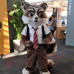 Brown Civet mascot costume character dressed with a Oxford Shirt and Ties