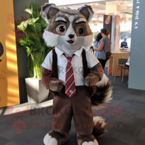 Brown Civet mascot costume character dressed with a Oxford Shirt and Ties