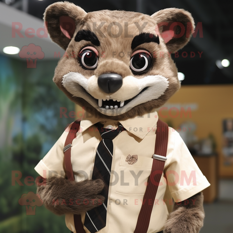 Brown Civet mascot costume character dressed with a Oxford Shirt and Ties Brown Civet mascot costume character dressed with a Oxford Shirt and Ties