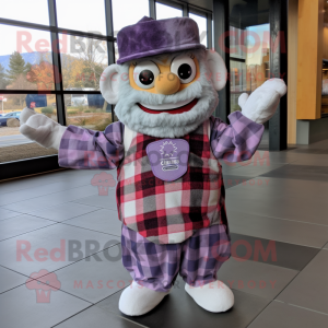 Lavender Ceviche mascot costume character dressed with a Flannel Shirt and Mittens