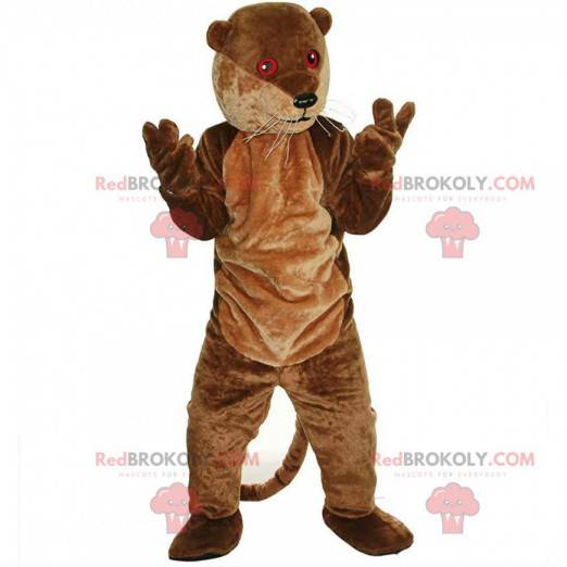 Brown otter mascot with red eyes, river costume - Redbrokoly.com