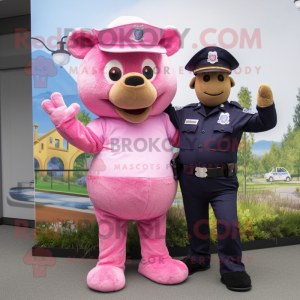 Roze politieman mascotte...