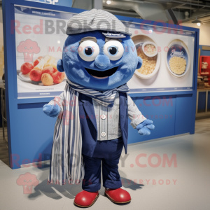 Navy Meatballs mascot costume character dressed with a Chambray Shirt and Scarves