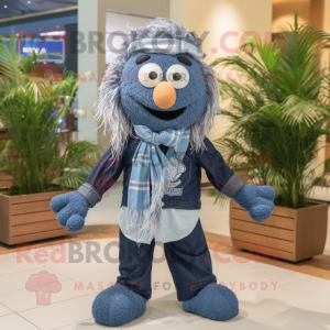 Navy Meatballs mascot costume character dressed with a Chambray Shirt and Scarves