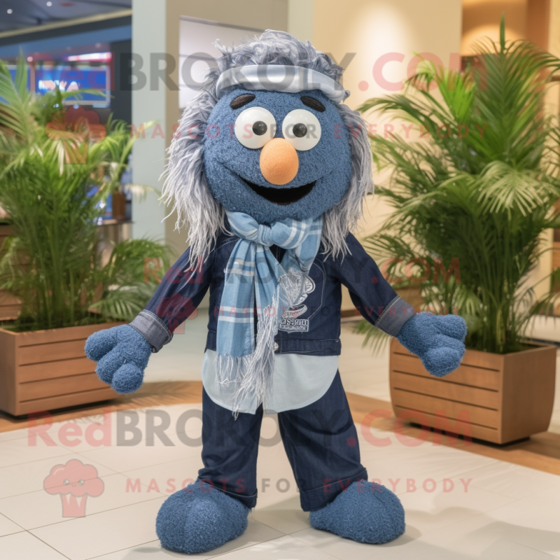 Navy Meatballs mascot costume character dressed with a Chambray Shirt and Scarves Navy Meatballs mascot costume character dressed with a Chambray Shirt and Scarves