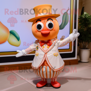 Peach Ring Master mascot costume character dressed with a Dress Shirt and Scarf clips