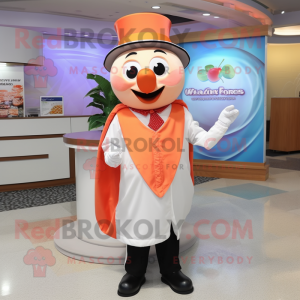 Peach Ring Master mascot costume character dressed with a Dress Shirt and Scarf clips