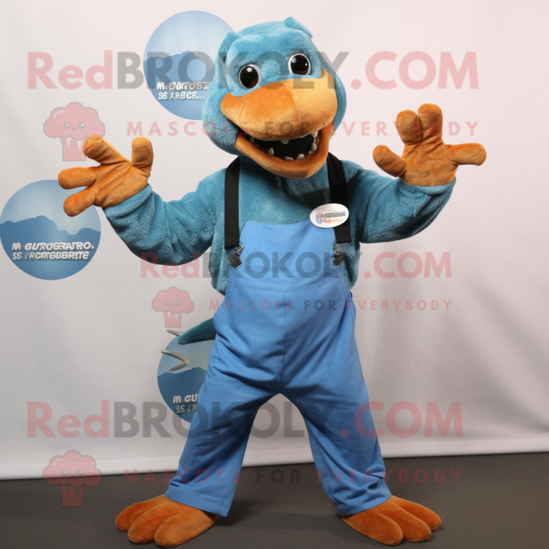 nan Komodo Dragon mascot costume character dressed with a Dungarees and Beanies nan Komodo Dragon mascot costume character dressed with a Dungarees and Beanies