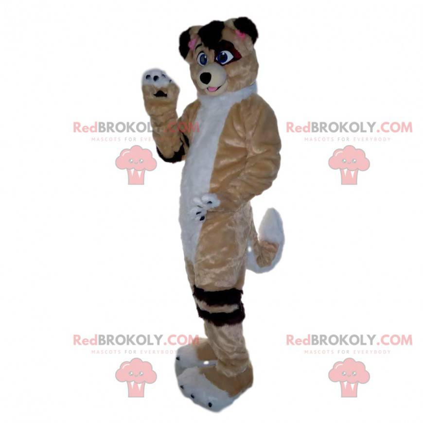 Tricolor dog mascot, soft and hairy dog costume - Redbrokoly.com