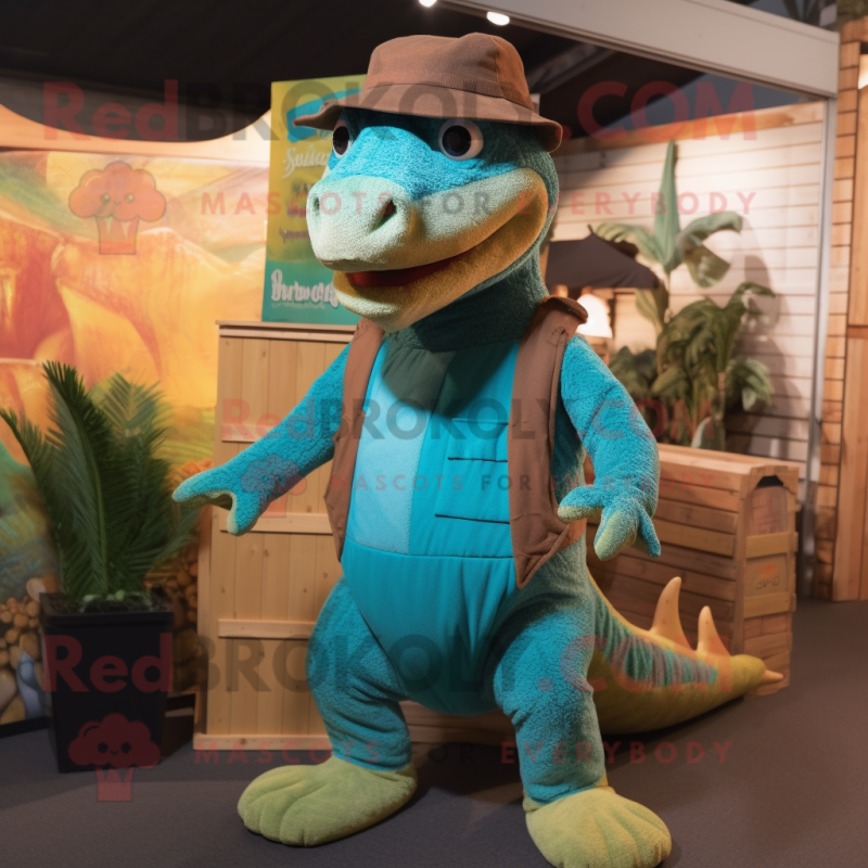 nan Komodo Dragon mascot costume character dressed with a Dungarees and Beanies