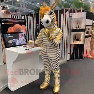 Guld Zebra maskot kostume...
