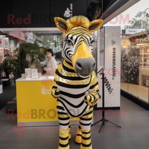Goud Zebra mascotte kostuum...