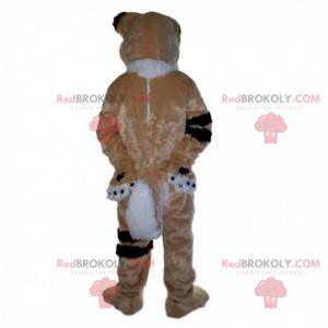 Tricolor dog mascot, soft and hairy dog costume - Redbrokoly.com