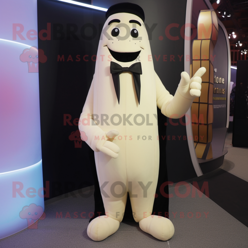 White Asparagus mascot costume character dressed with a Tuxedo and Foot pads