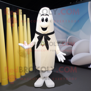 White Asparagus mascot costume character dressed with a Tuxedo and Foot pads