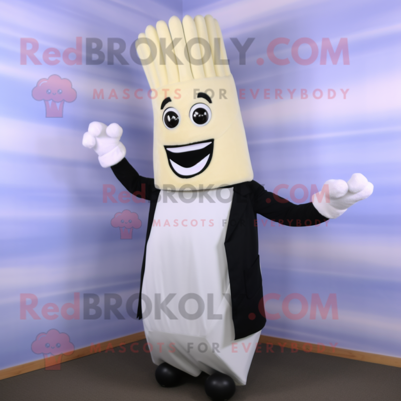 White Asparagus mascot costume character dressed with a Tuxedo and Foot pads