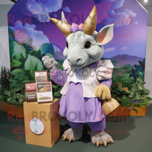 Lavendel Triceratops maskot...