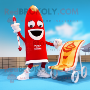 Cream Bottle Of Ketchup mascot costume character dressed with a One-Piece Swimsuit and Anklets