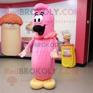 Pink Hot Dog maskot kostume...