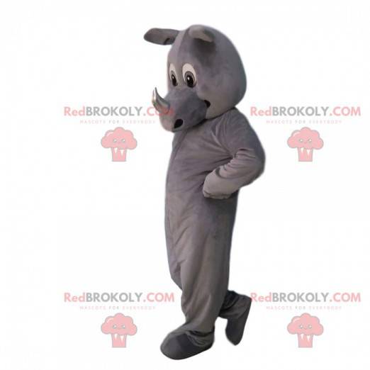 Fully customizable gray rhino mascot - Redbrokoly.com