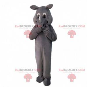 Mascotte di rinoceronte grigio completamente personalizzabile -