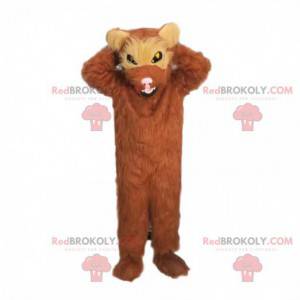 Glutton mascot, hairy brown bear looking fierce - Redbrokoly.com