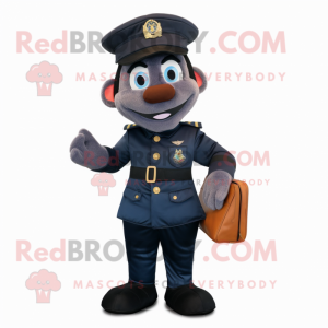 Black Navy Soldier mascot costume character dressed with a Oxford Shirt and Wallets