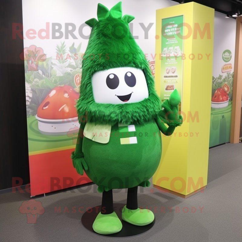 Forest Green Onion mascot costume character dressed with a Leggings and Scarves