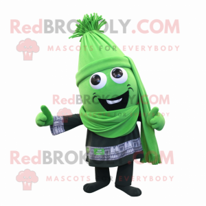 Forest Green Onion mascot costume character dressed with a Leggings and Scarves