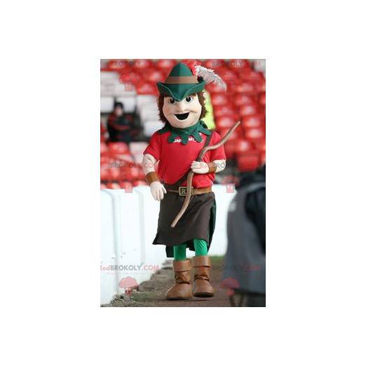 Mascote Robin Hood em traje vermelho e verde - Redbrokoly.com